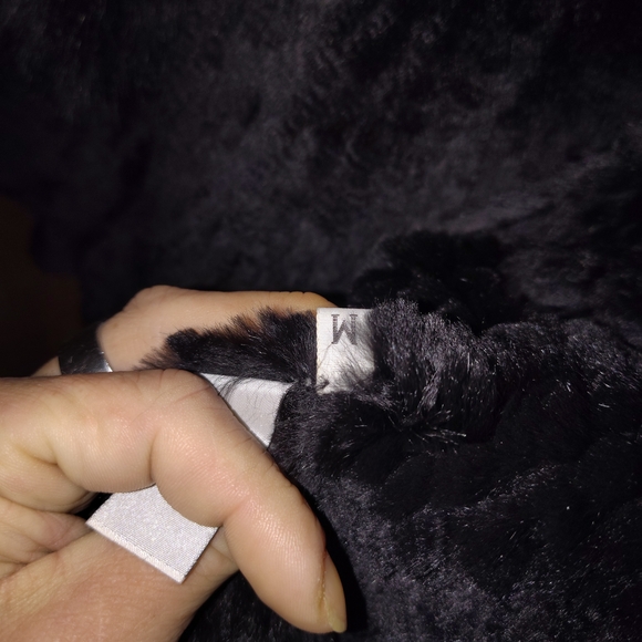 Women's Black Fur Coat Authentic Genuine Fox & Rex Rabbit 100% - Picture 12 of 16